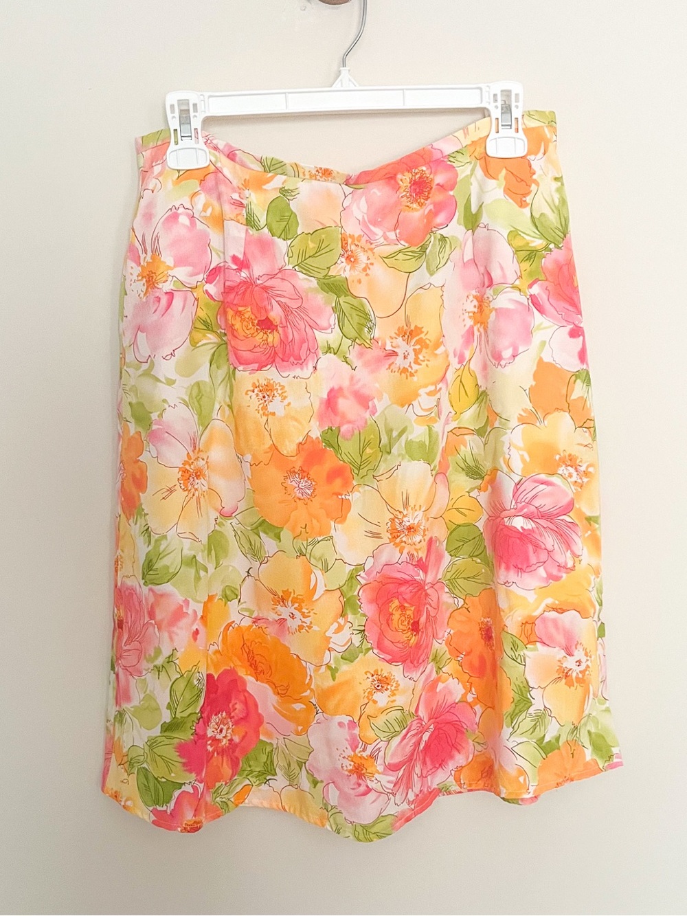 TALBOTS Floral A-Line Skirt Knee Length Watercolor Summer Preppy Women’s 10